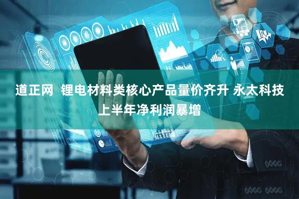 道正网  锂电材料类核心产品量价齐升 永太科技上半年净利润暴增